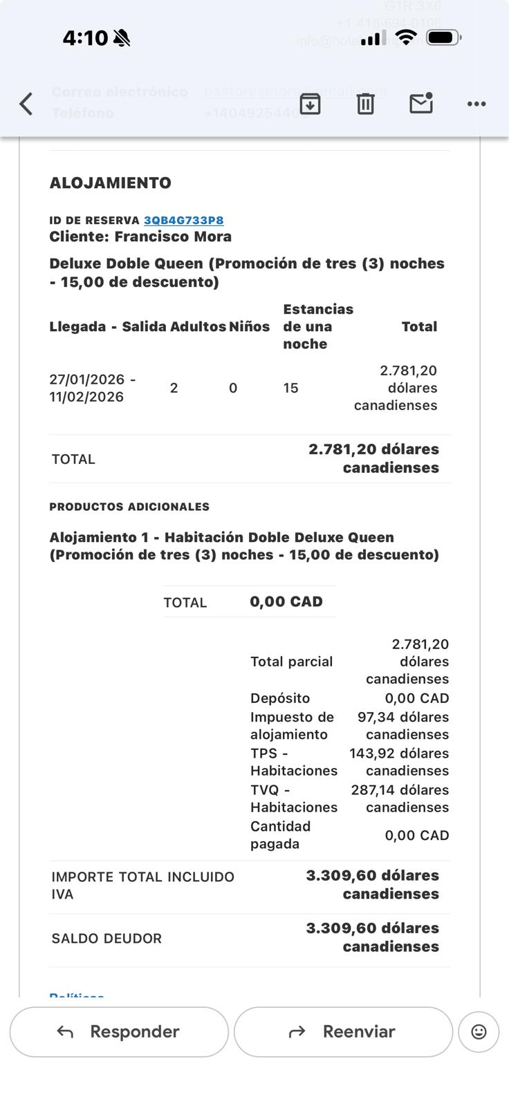 Reserva hotel Piqui y Neno